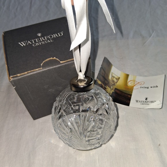 Vintage Waterford Crystal Seahorse Ball Ornament‎ In Box Holiday Decor Gift
